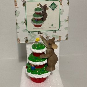 Charming Tails by Enesco, “Merry Christmas Cupcake” Figurine